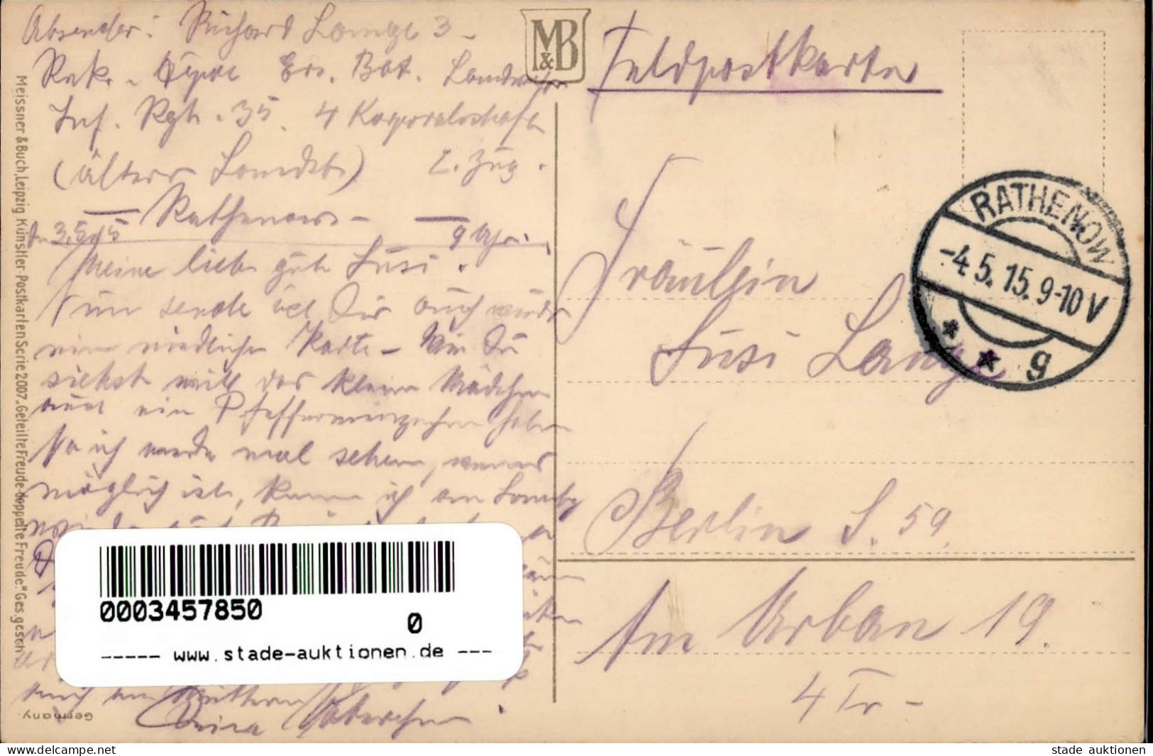 Baumgarten, Fritz Naschkätzchen 1915 I-II - Autres & Non Classés