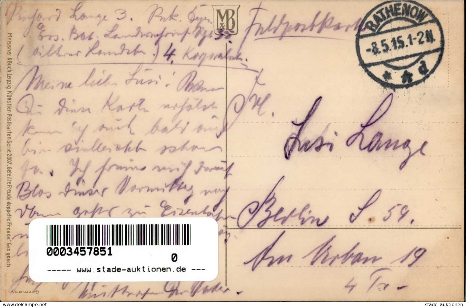 Baumgarten, Fritz Seifenblasen 1915 I-II (fleckig) - Other & Unclassified