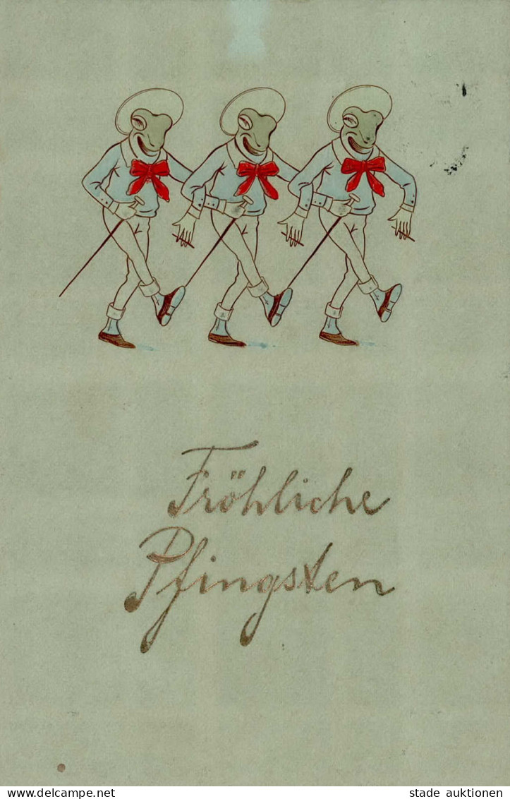 Frosch Fröhliche Pfingsten Prägekarte I-II Grenouille - Sonstige & Ohne Zuordnung