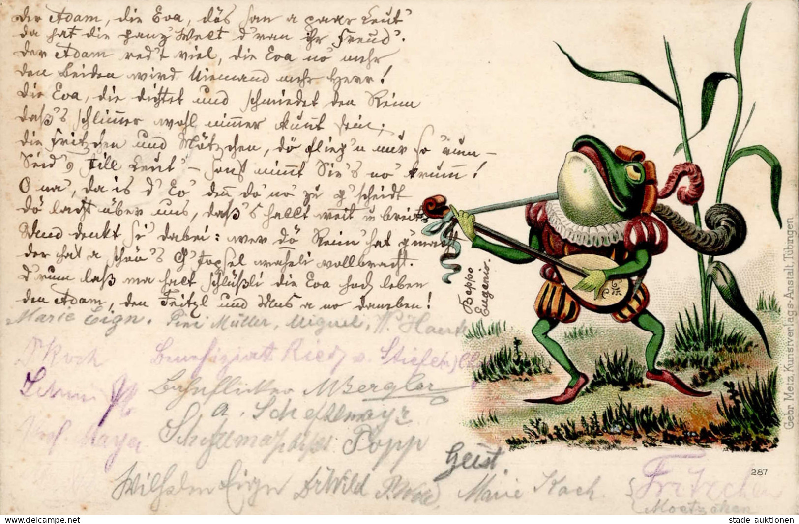 Frosch Vermenschlicht Musizierend 1899 I-II (Ecken Gestaucht, VS Fleckig, Marken Stauchung) Grenouille - Sonstige & Ohne Zuordnung