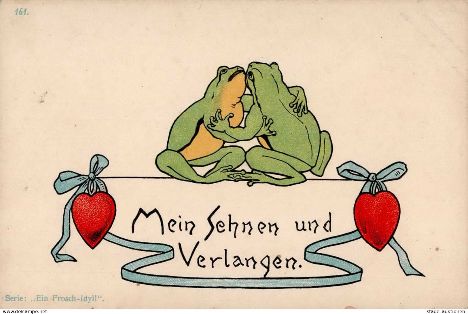 Frosch Vermenschlicht Romantik Mein Sehnen Und Verlangen I-II (Ecke Gestaucht, VS Fleckig) Grenouille - Sonstige & Ohne Zuordnung