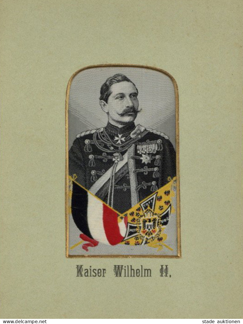 Adel Seiden-Portrait Kaiser Wilhelm II. Von Preussen Im Passepartout-Rahmen 13,5 X 18cm - Storia