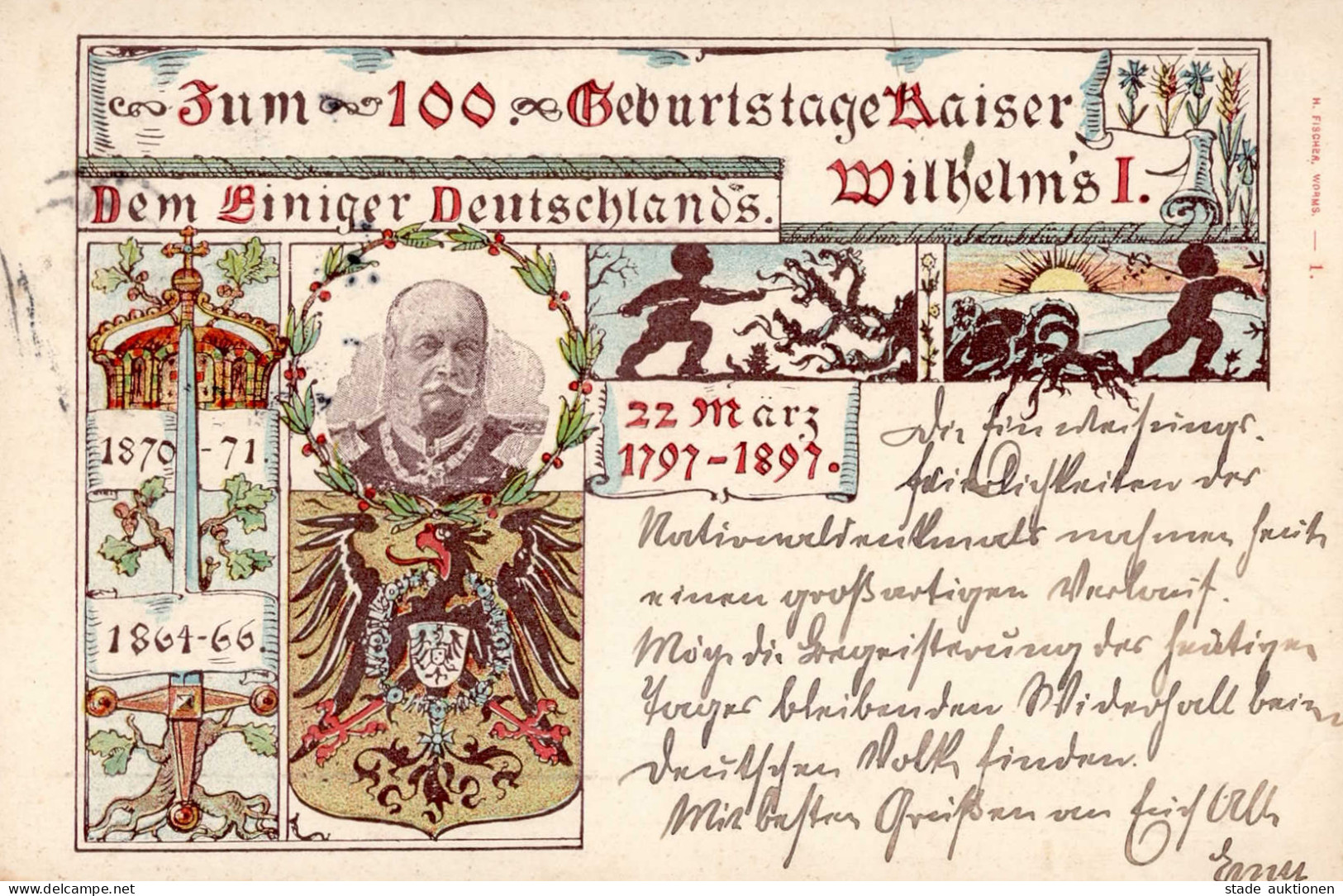 Adel Kaiser Wilhelm I Jubiläumskarte Zum 100. Geburtstag 1897 I-II - History