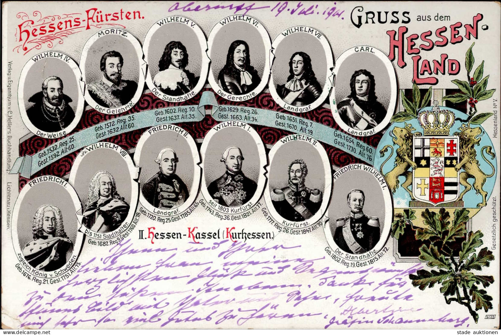 Adel Hessen-Fürsten Wilhelm IV., Moritz, Wilhelm V. ,Wilhelm VI., Wilhelm VII. Landgraf, Carl Landgraf, Friedrich I. Kön - Geschichte