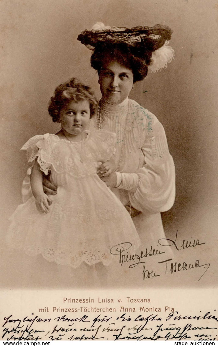 Adel Prinzessin Luisa Österreich-Toskana Mit Prinzessin Anna Monica Pia Von Sachsen 1904 Portrait I-II (VS/RS Fleckig) - Historia