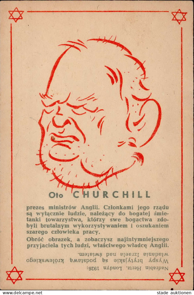 Judaika Karikatur Churchill Zum Drehen Wird Daraus Ein JUDE II (Einriss) Judaisme - Non Classificati