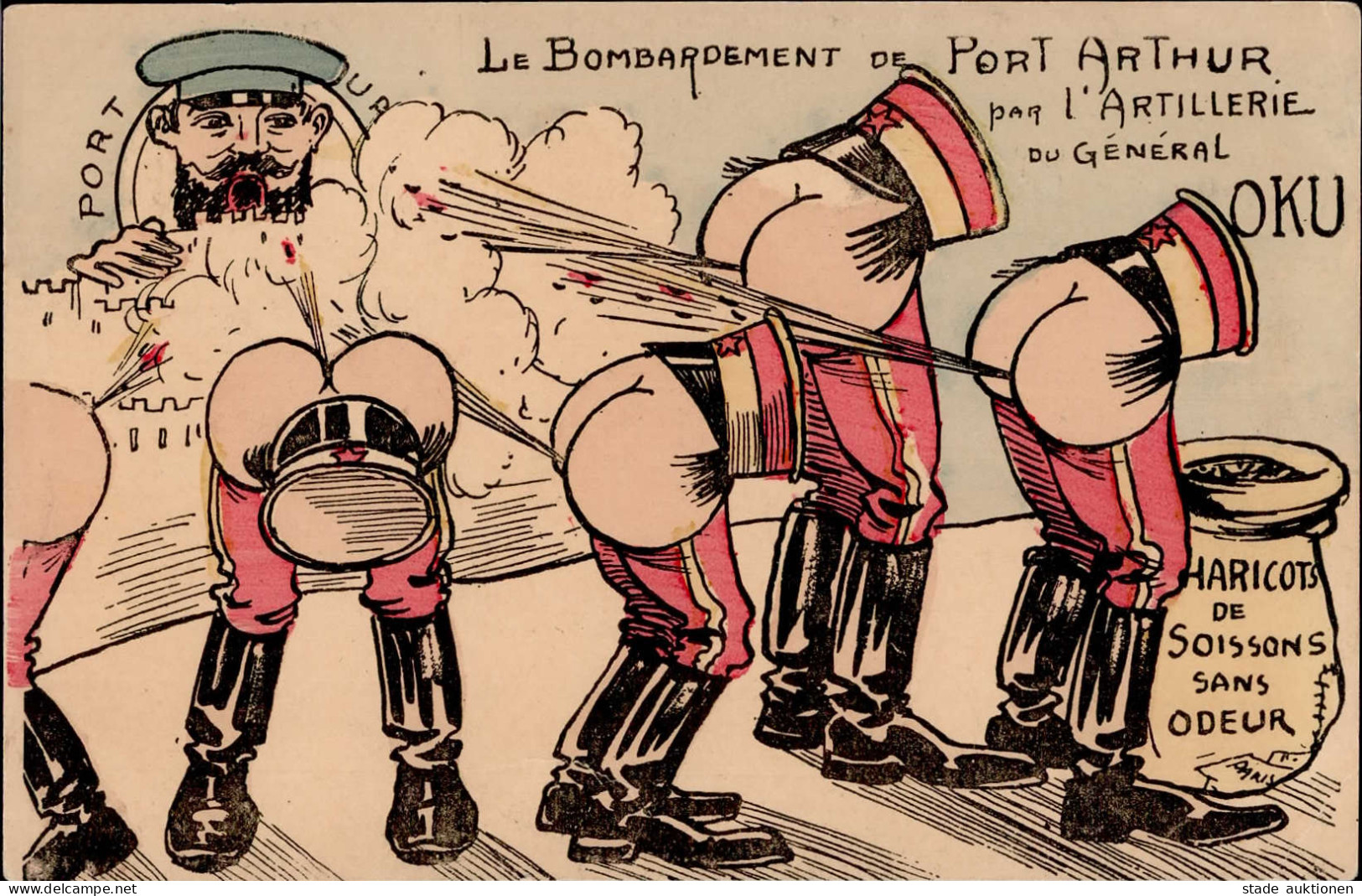 Antipropaganda WK I Le Borbadement De Port Arthur Par L'Artillerie Du General OKU Haricots De Soissons Dans Odeur I-II ( - Histoire