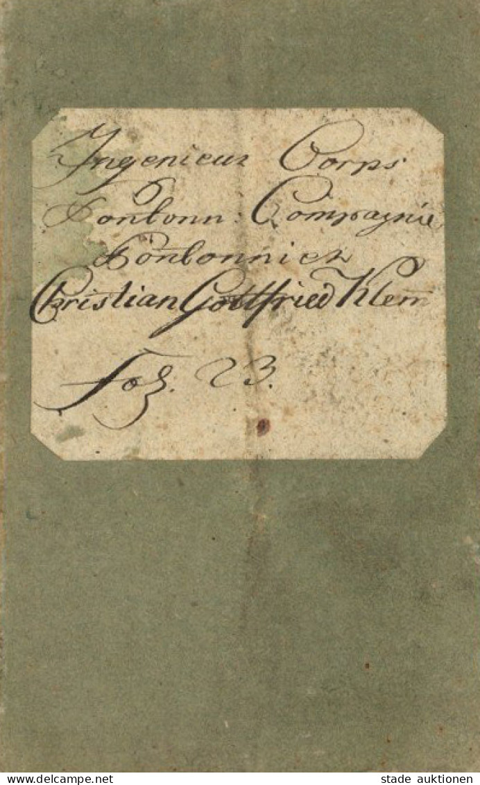 Militär Soldbuch Von 1811 Christian Gottfried Klemm Ingenieur Corps, Pontonnier I-II - Sonstige & Ohne Zuordnung