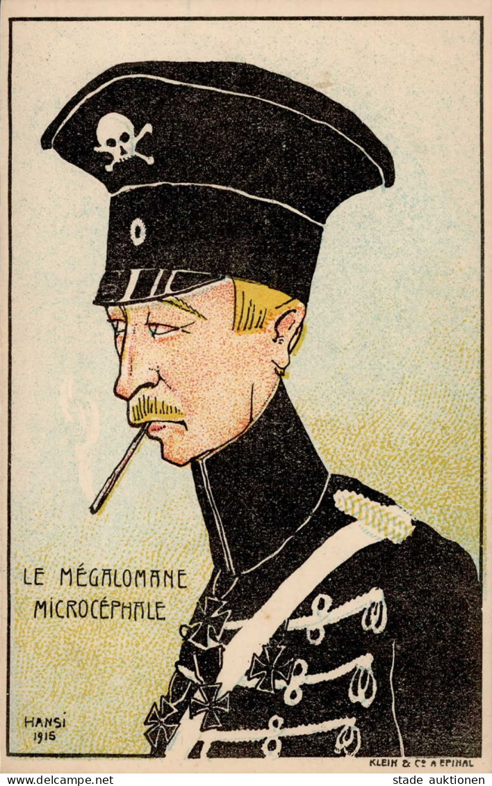 Antipropaganda WK I Politik Militär Le Megalomane Microcephale Sign. HANSI1915 I- - Guerra 1914-18