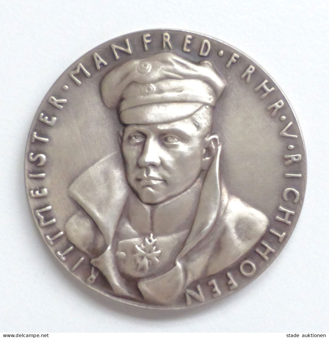 Buch WK I Medaille (Feinsilber, 19,8g.) Manfred Von Richthofen 30er Jahre 35mm Durchm. - Weltkrieg 1914-18