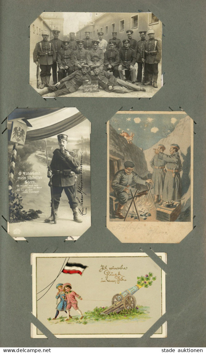 WK I Album Mit Ca. 200 Ansichtskarten Eher Einfache Ware I-II - Guerra 1914-18