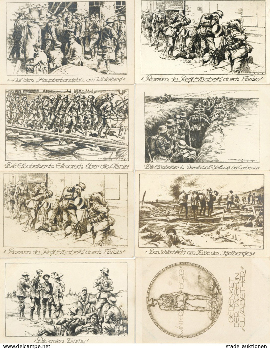 Regiment Königin Elisabeth Garde-Grenadier-Regiment Nr. 3 Serie Mit 8 Künstlerkarten Sign. Kretschmann I-II - Regiments