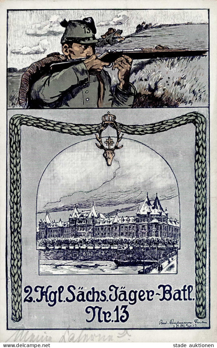 Regiment Dresden 2. Kgl. Sächs. Jäger-Batl. Nr. 13 Feldpostkarte 1917 I-II - Regiments