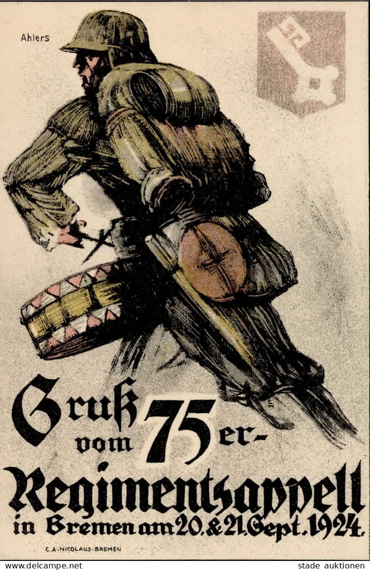 Regiment Gruß Vom 75 Er Regimentsapell 20.-21. Sept. 1924 Künstlerkarte I- - Regiments