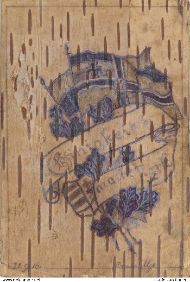 Feldpost WK I Feldpostkarte Aus Baumrinde Gelaufen 23.9.1916 I-II - Autres & Non Classés