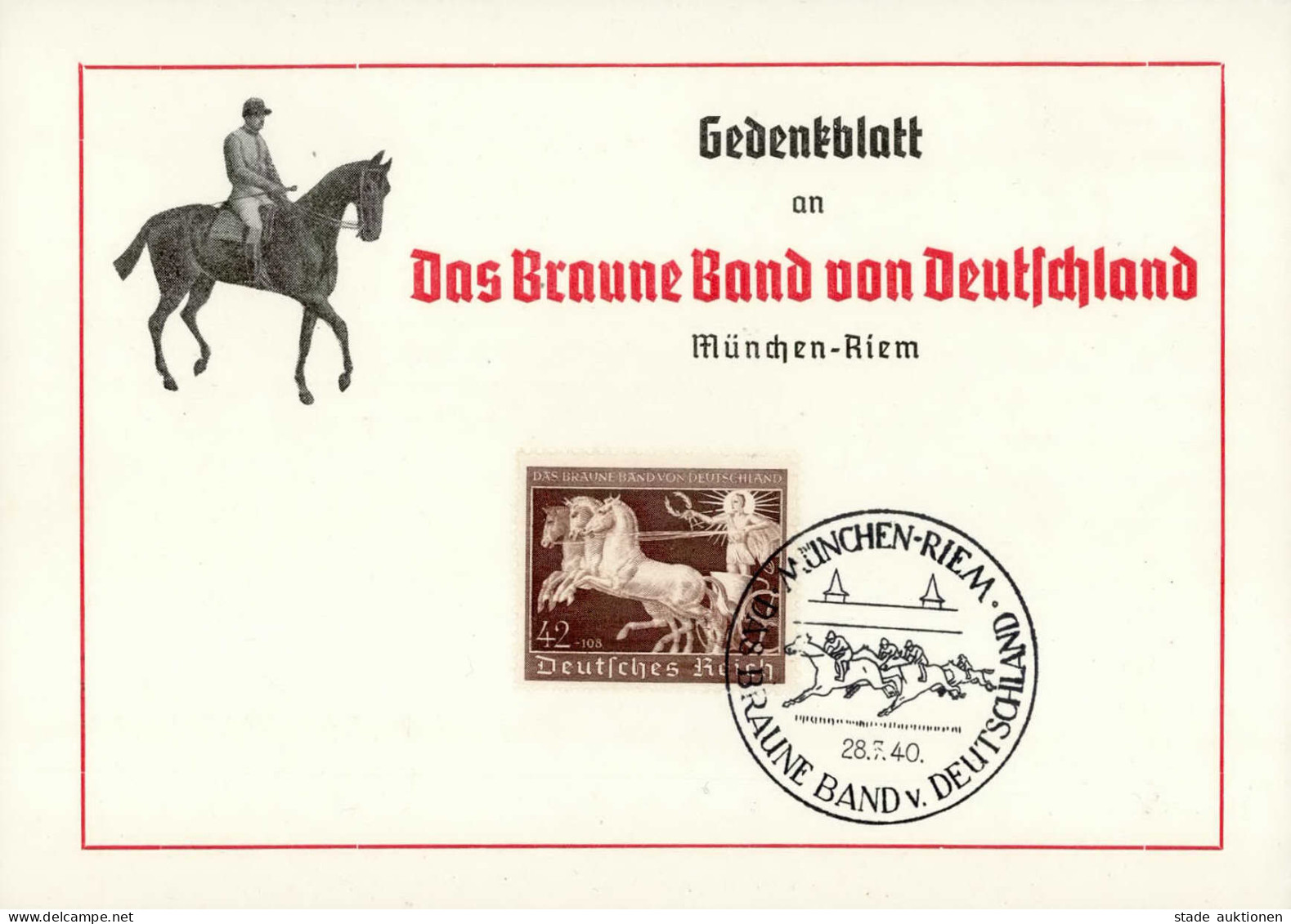 NS-GEDENKBLATT WK II - MÜNCHEN BRAUNE BAND Von DEUTSCHLAND 1940 S-o I - Guerre 1939-45