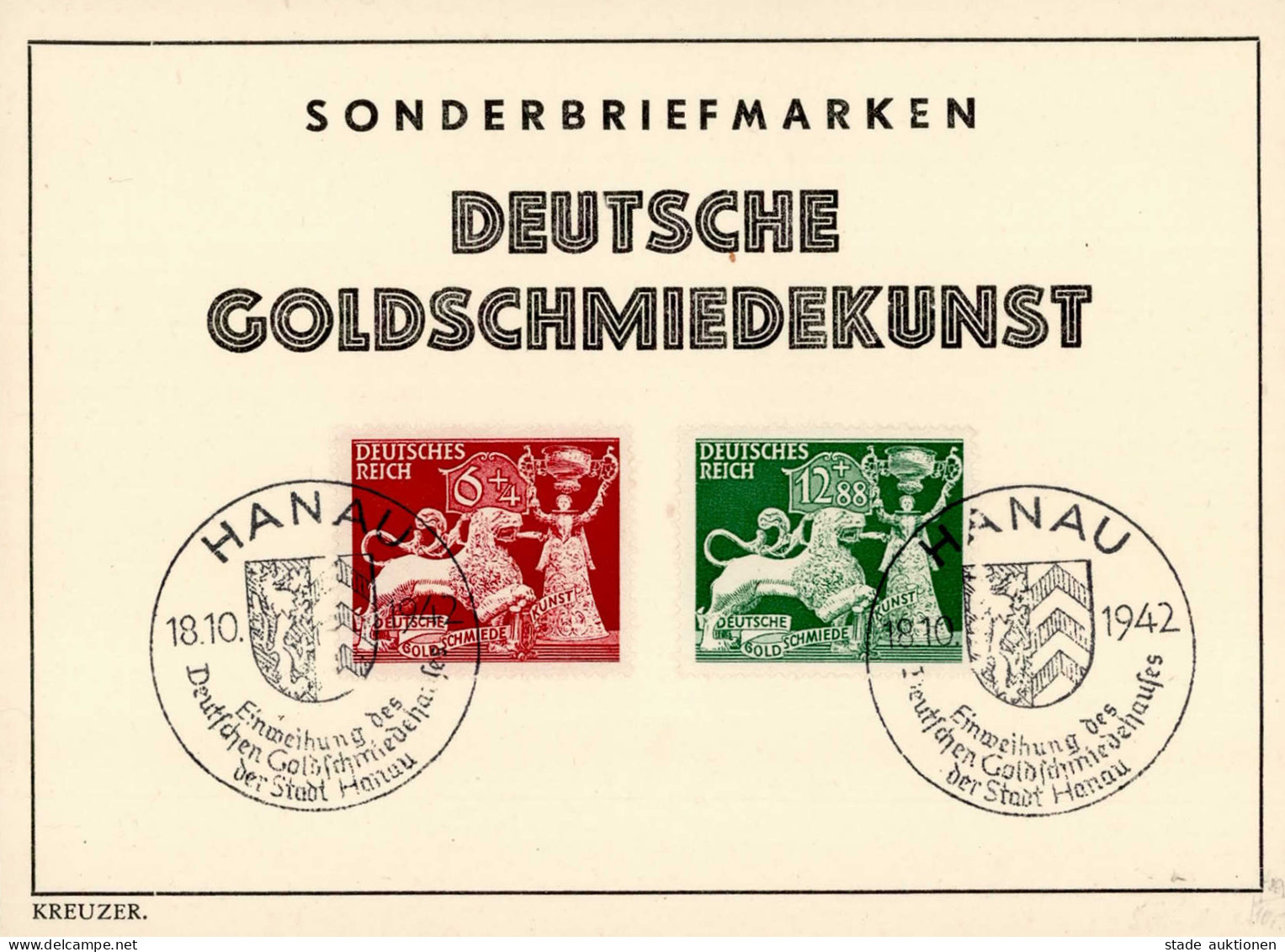 NS-GEDENKBLATT WK II - S-o HANAU 1942 I-II - Guerre 1939-45