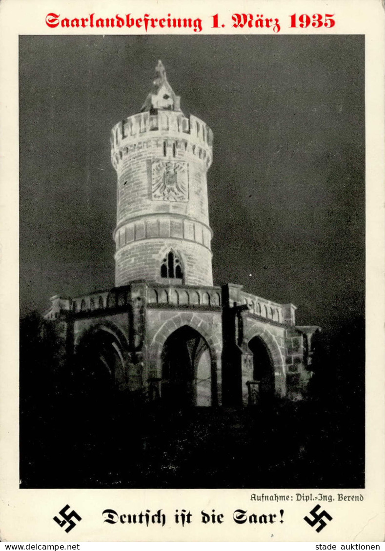 WK II Saarabstimmung Saarbrücken Winterbergdenkmal 1935 I-II (kl. Stauchung) - Guerra 1939-45