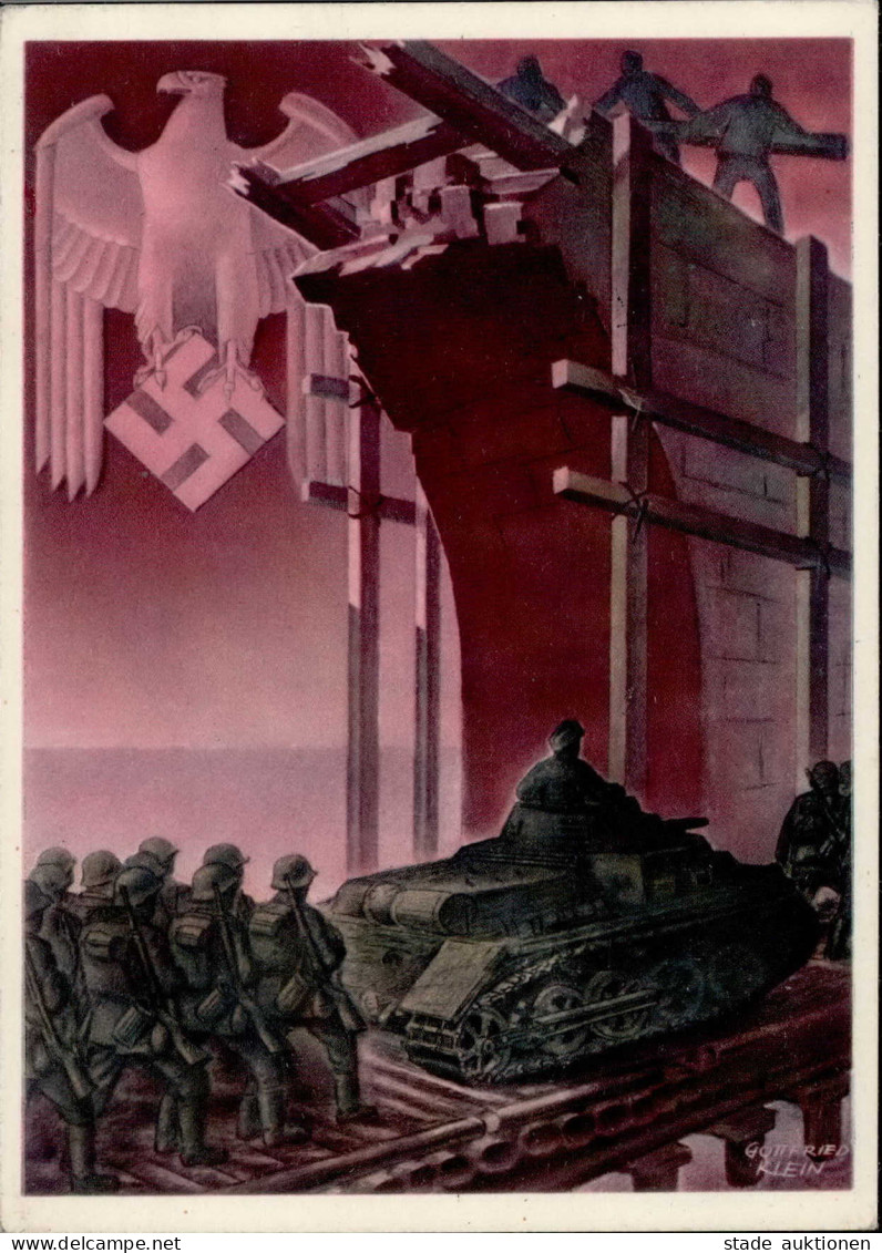 Propaganda WK II - Die DEUTSCHE WEHRMACHT Kl. 10 PANZER Künstlerkarte Sign. Gottfried Klein S-o I - War 1939-45