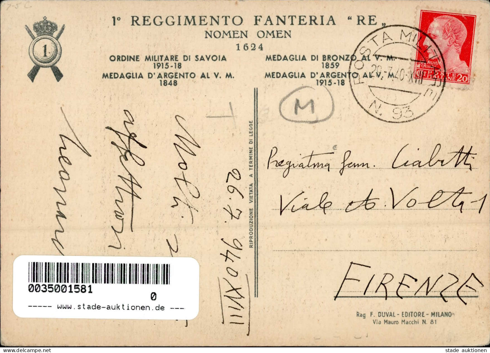 Propaganda WK II - ITALIEN 1.REGG. FANTERIA SAVOIA 1940 I-II - Weltkrieg 1939-45