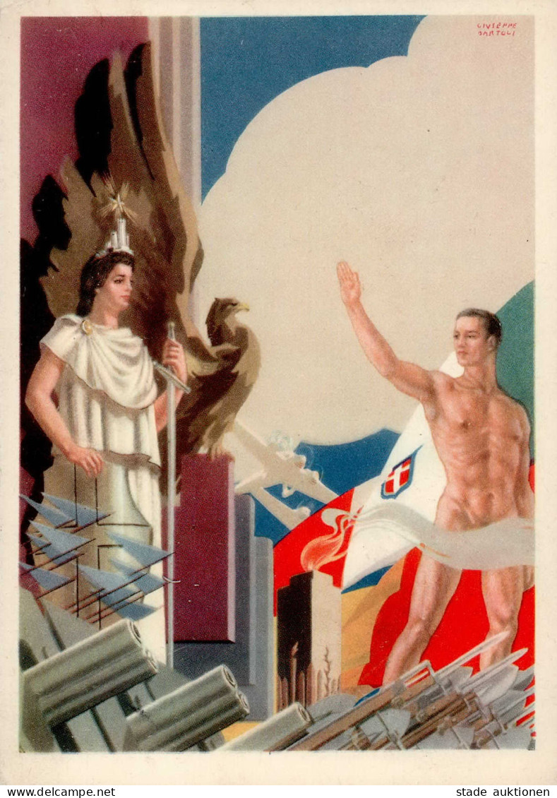 Propaganda WK II - ITALIEN 1940 Künstlerkarte Sign. Giuseppe Bartoli I - Guerra 1939-45