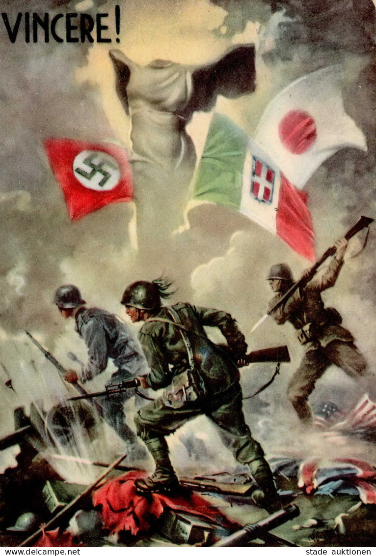 Propaganda WK II - ITALIEN NAZ. COMBATTENTI VINCERE! I - Guerra 1939-45