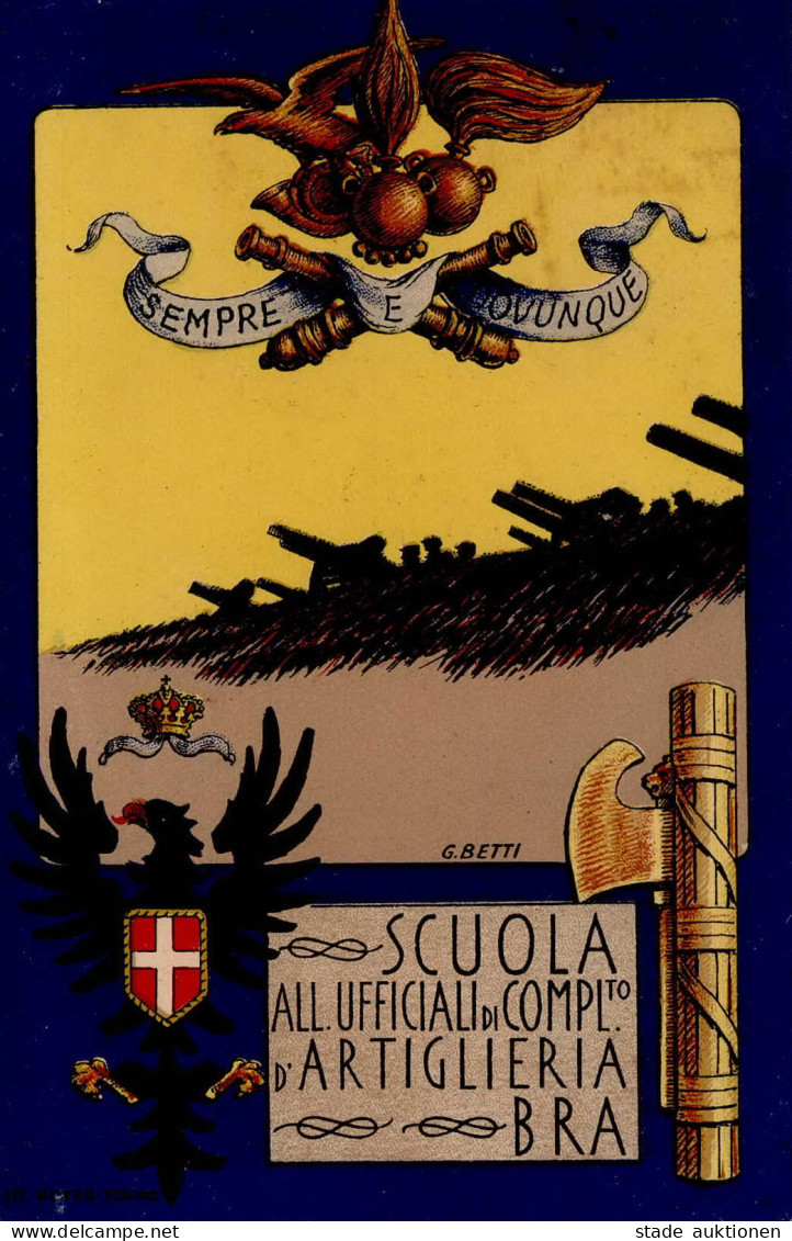 Propaganda WK II Italien Scuola Artiglieria Künstlerkarte I-II - Guerra 1939-45