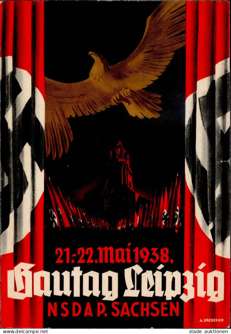 Propaganda WK II Leipzig Gautag NSDAP 21.-22. Mai 1938 II (Einriss, Marke Entfernt) - Guerra 1939-45