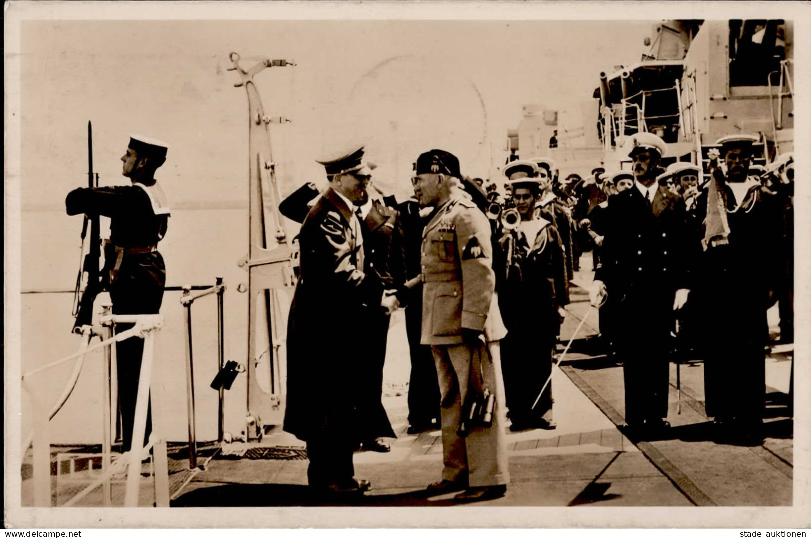 MUSSOLINI-HITLER WK II - PH It.19 Auf Panzerschiff CAVOUR S-o 1938 I-II - Personnages