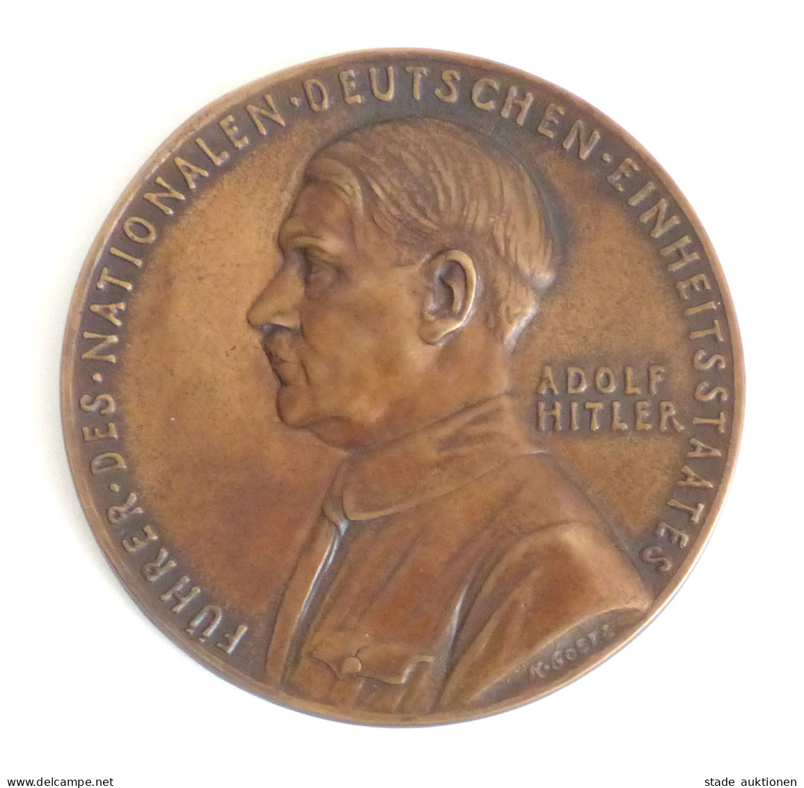 Hitler Groß Medaille (Bronze) 1934 Goetz, Karl 125mm Durchm. - Characters