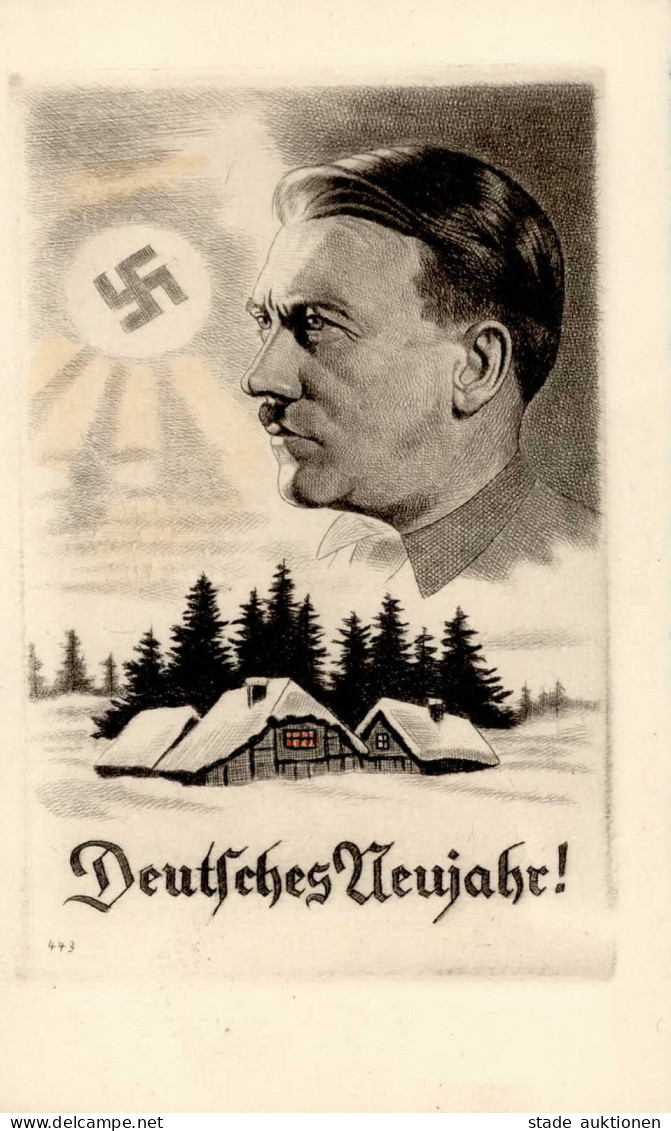 Original-Radierung HITLER WK II - Nr. 443 DEUTSCHES NEUJAHR I - Personajes