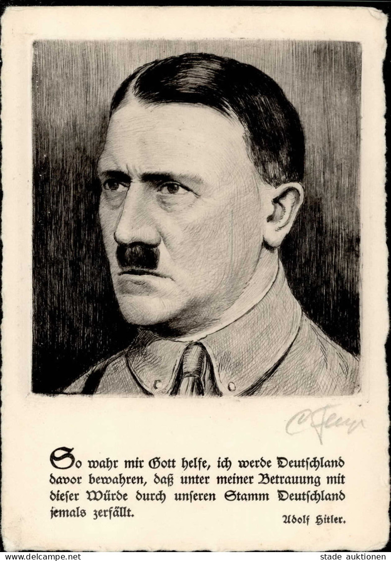 Original-Radierung HITLER WK II - Sign. Vom Künstler I - Personajes