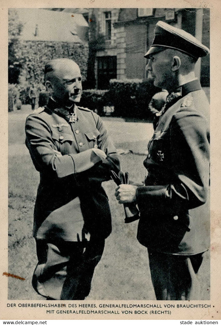 Ritterkreuzträger Generalfeldmarschall Von Brauchitsch Mit Generalfeldmarschall Von Bock I-II (Ecken Bestossen, Etwas Fl - Personen