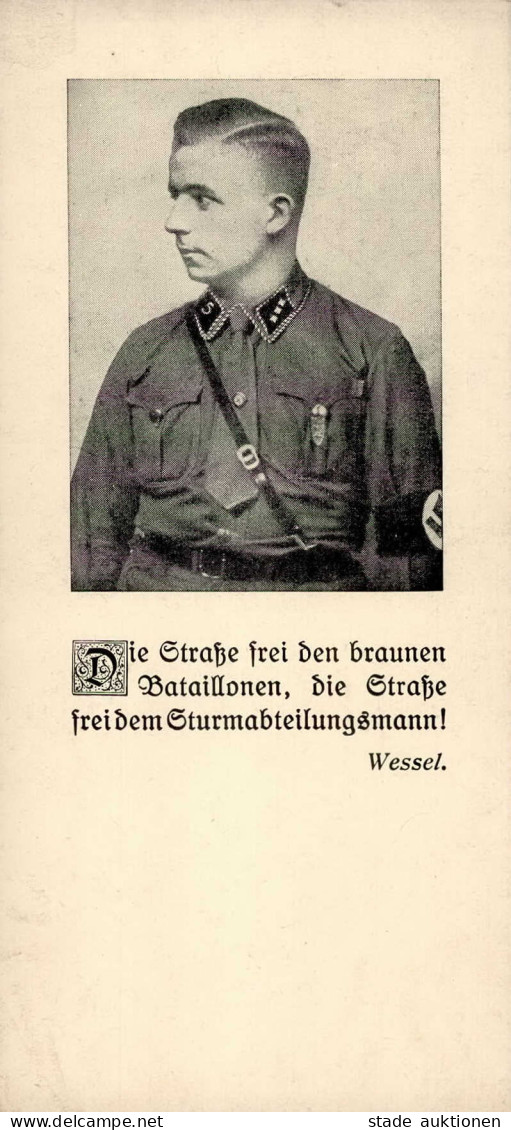 WK II Horst Wessel Sturmführer Mini-Karte Ohne AK Einteilung I-II (VS/RS Fleckig) - Characters