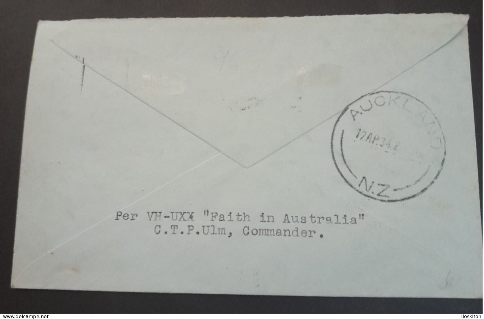 10 April 1934 Faith In Australia First Official Airmail Australia-New Zealand. - Covers & Documents