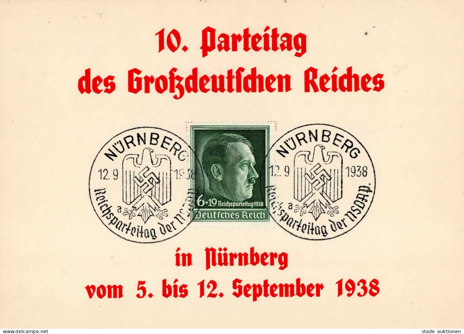 REICHSPARTEITAG NÜRNBERG 1938 WK II - Gedenkblatt Mit S-o I - Guerra 1939-45