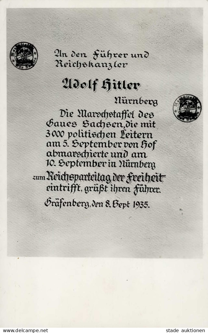 REICHSPARTEITAG NÜRNBERG WK II - Adolf HITLER MARSCHSTAFFEL GAU SACHSEN Nach Nürnberg S-o 1935 I - Guerre 1939-45