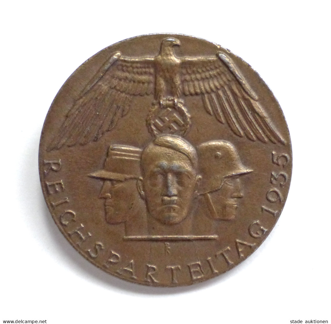 Reichsparteitag WK II Nürnberg (8500) 1935 Anstecker (Bronze) 38mm Durchm. - Weltkrieg 1939-45
