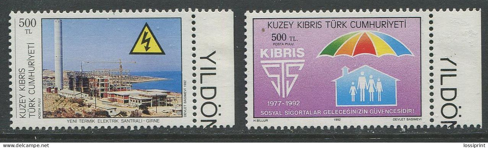 Turkey:Unused Stamps Electric Station And Social Theme, 1992, MNH - Ungebraucht