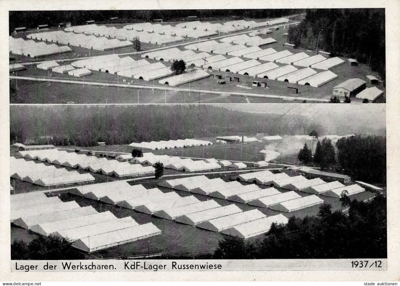 REICHSPARTEITAG NÜRNBERG 1937 WK II - Intra 1937/12 LAGER Der WERKSCHAREN KDF-LAGER RUSSENWIESE S-o I-II - Guerra 1939-45