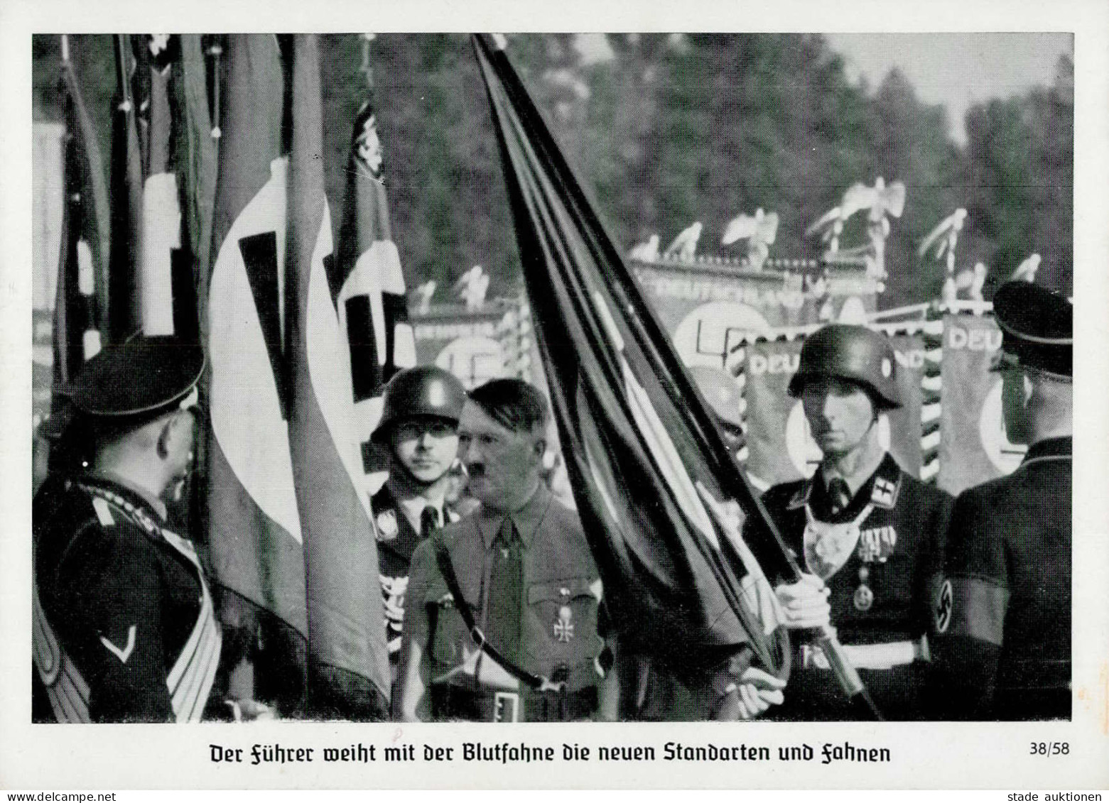REICHSPARTEITAG NÜRNBERG 1938 WK II - PH 38/58 Der Führer Weiht Mit Der Blutfahne Die Neuen Standarten Und Fahnen Mit SS - War 1939-45