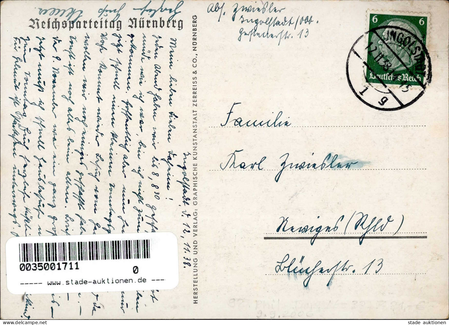 REICHSPARTEITAG NÜRNBERG 1938 WK II - Zerreiss 38/29 Kundgebung Der NS-FRAUENSCHAFT In Der Kongreßhalle I-II - Guerra 1939-45