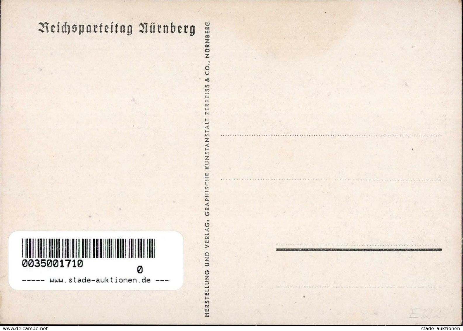 REICHSPARTEITAG NÜRNBERG 1938 WK II - Zerreiss 38/32 Der Führer Spricht Beim Appell Vor 180000 Politischen Leitern I - Guerra 1939-45