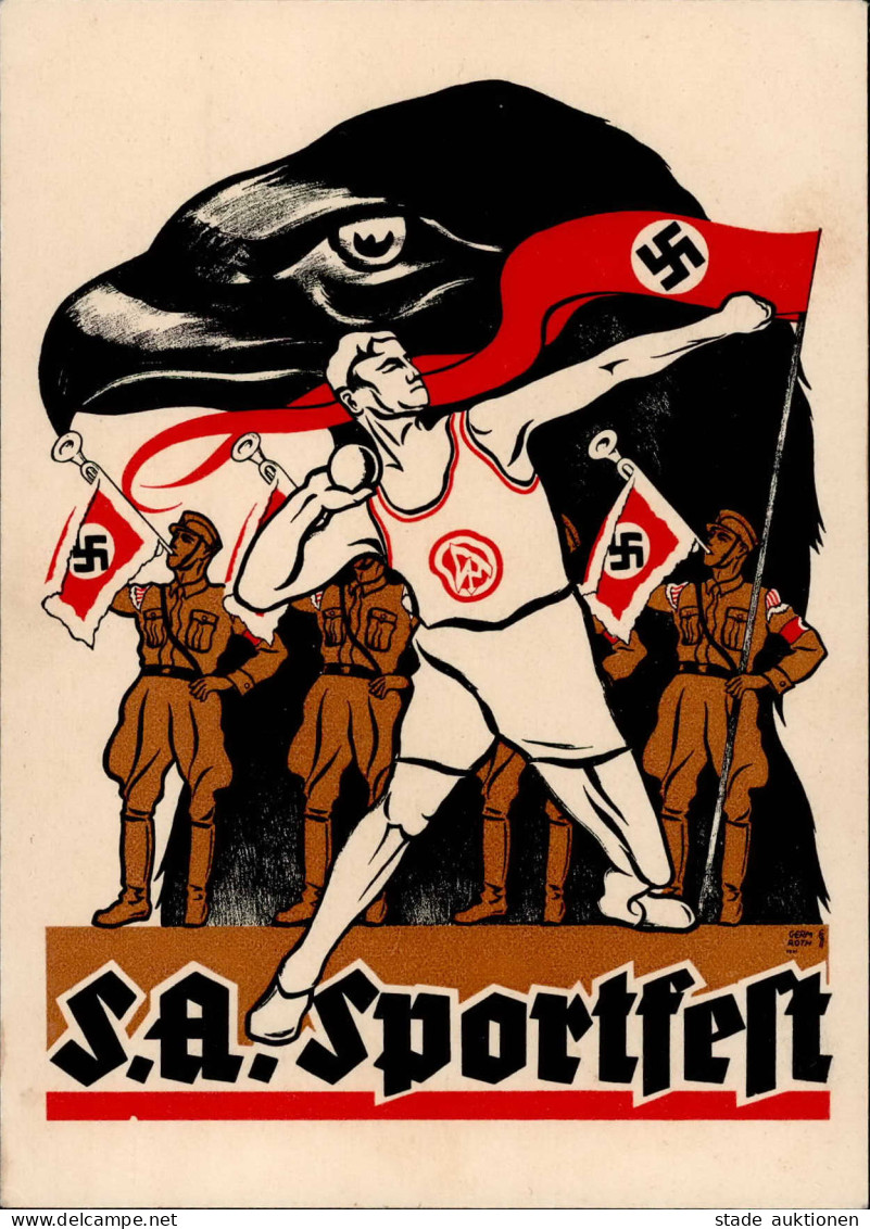 FRANKFURT/Main WK II - S.A.SPORTFEST (gedruckt In Frankfurt/Main) Künstlerkarte Sign. Germ.ROTH 1931! I Selten! - Guerra 1939-45