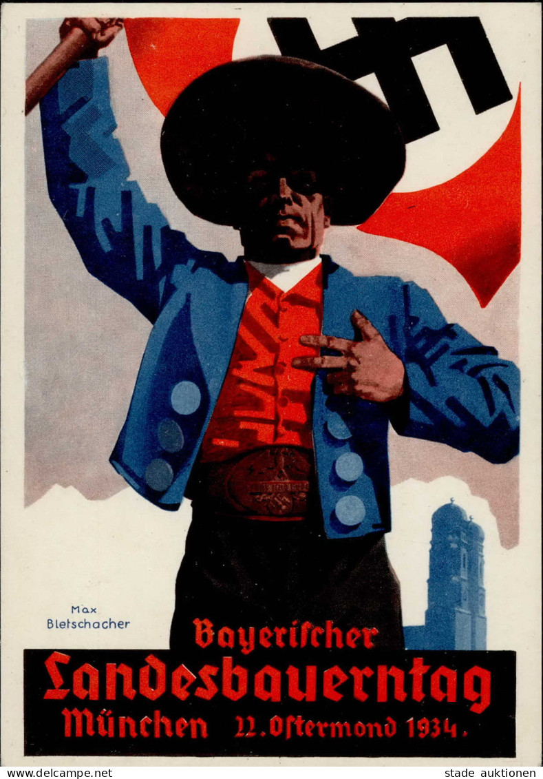 MÜNCHEN WK II - Bayerischer LANDESBAUERNTAG 1934 Künstlerkarte Sign. Max Bletschacher I - Guerra 1939-45