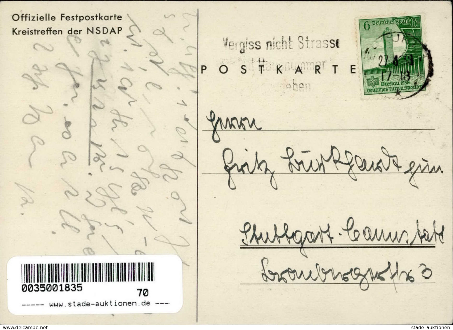 NSDAP KREISTREFFEN 1938 WK II - Festpostkarte Künstlerkarte Sign. Elk Eber I - Guerra 1939-45