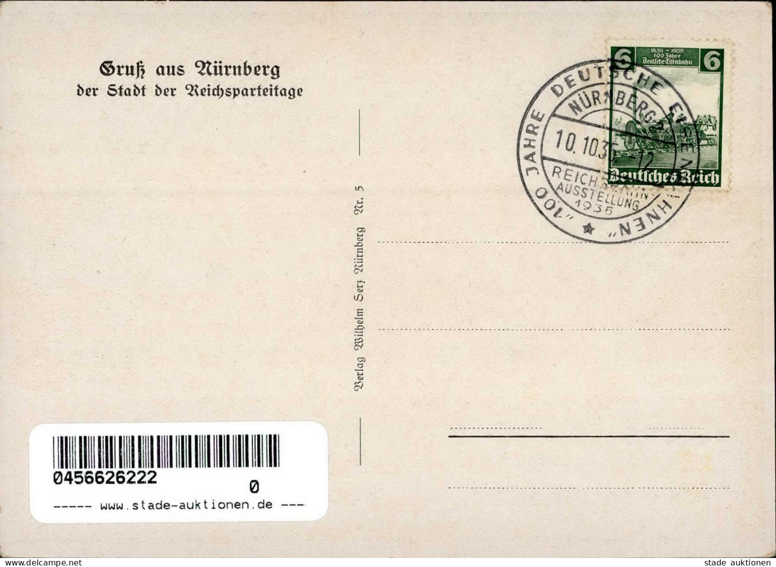 NÜRNBERG WK II - 100 JAHRE DEUTSCHE EISENBAHN 1935 Die 1. Deutsche Eisenbahn Zwischen Nürnberg Und Fürth S-o I-II Chemin - Guerra 1939-45