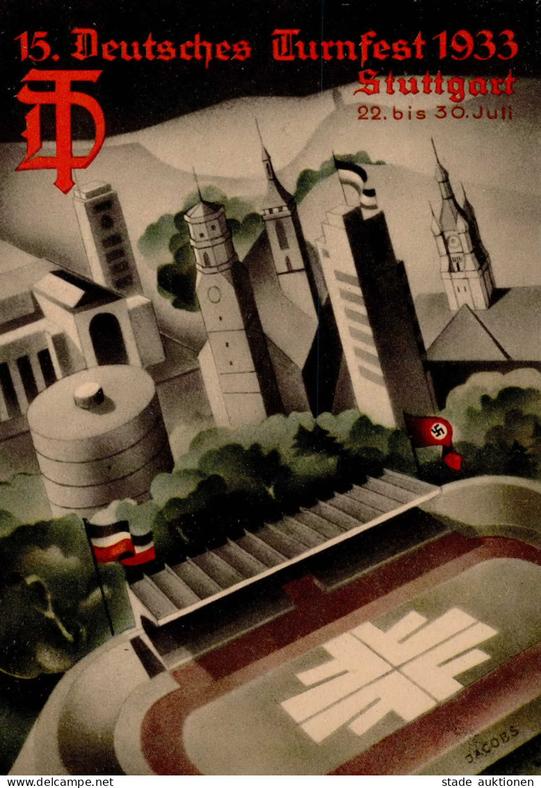 STUTTGART WK II - 15. DEUTSCHES TURNFEST 1933 Festpostkarte Nr. 3 I - War 1939-45