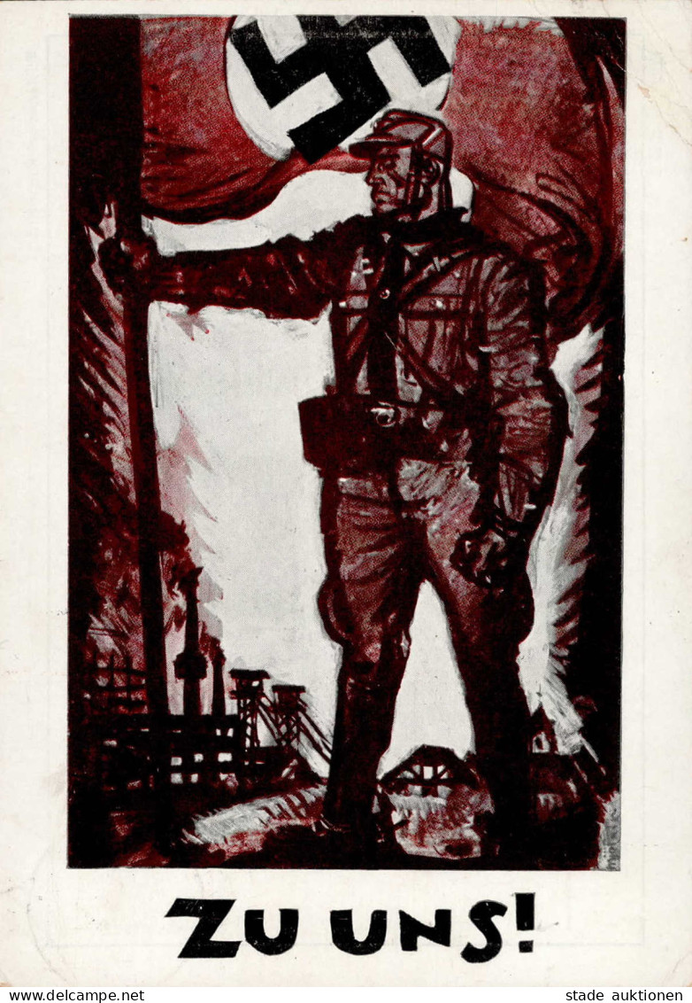 SA WK II - BILDKARTE D. KAMPF-VERLAG (Karte 1) ZU UNS! O 1928!! Starker Eckbug! II-III - War 1939-45