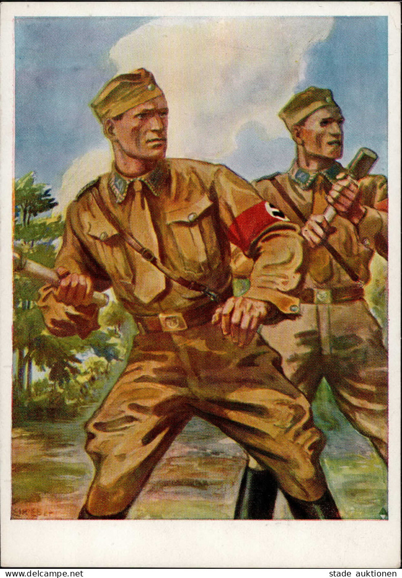 WK II SA Soldaten Künstlerkarte Sign. Eber, E. I-II - Guerre 1939-45